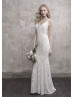 Sleeveless V Neck Beaded Ivory Lace V Back Wedding Dress